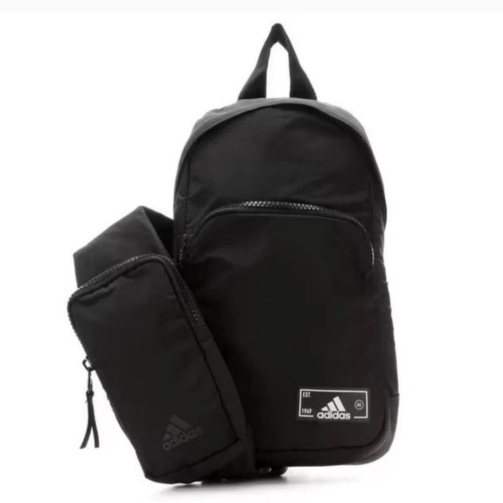 NWOT Adidas Essentials 2 Sling Crossbody Bag Backpack Black - Picture 2 of 9